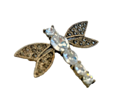 Brooch Pin Dragonfly Costume Jewelry Crystals Pin 1.5 Inch Long Vintage - £14.53 GBP