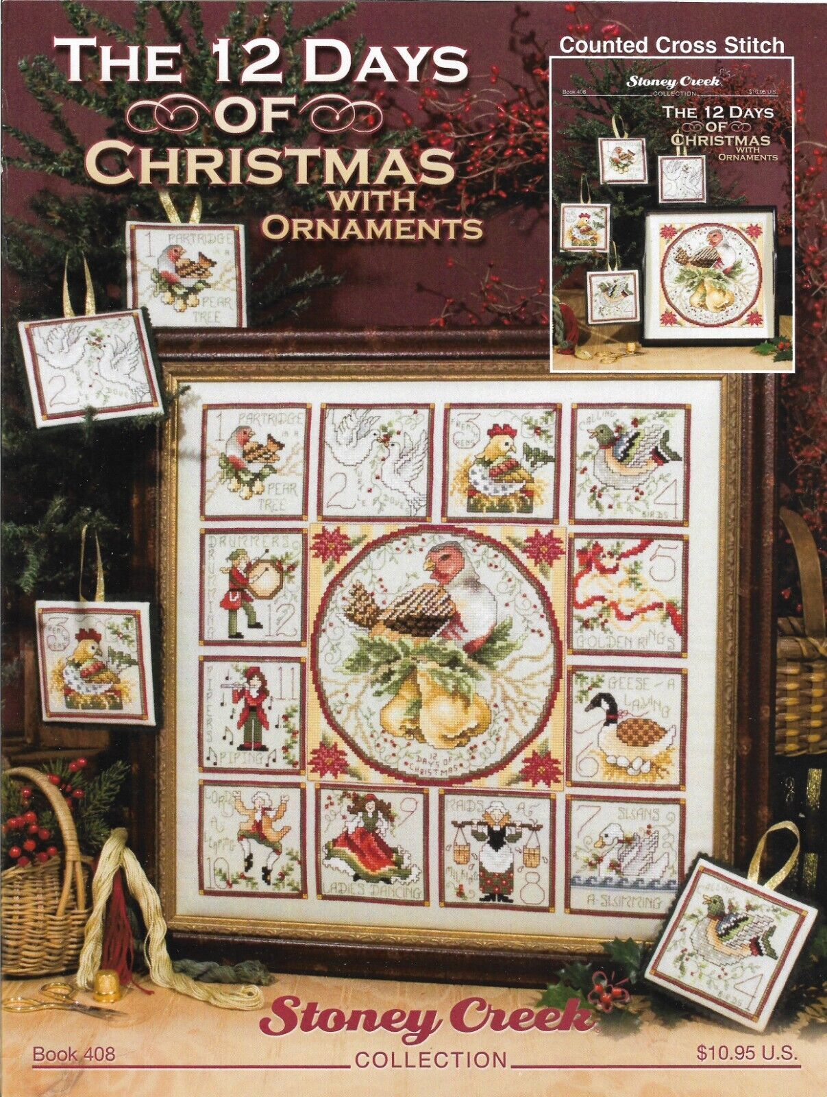 THE 12 DAYS OF CHRISTMAS + 88 Original DMC Threads - $74.24