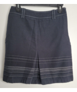 Ann Taylor Womens Embroidered Black Denim Skirt 2 Pockets Stripes Knee L... - £15.72 GBP