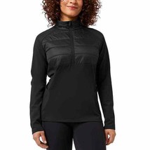 32 Degrees Long Sleeve Mixed Media Half Zip Dark Black  Women&#39;s Sz L  NWT - $399.63 MXN