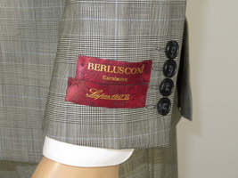 Men Suit BERLUSCONI Turkey Italian Wool 180's Glenn Plaid K167-06 Black White image 7