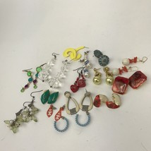 Vtg Earring lot pierced colorful post dangler boho geo Mod mixed materials - £14.75 GBP