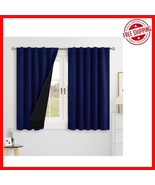 100% Blackout Curtains - Navy Blue Thermal Insulated Room Darkening Pane... - $72.99 CAD