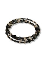 Blue, White, Black Shimmer Beaded Wrap Coil Bangle Bracelet - £10.88 GBP