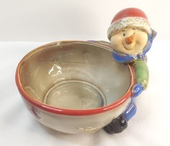 Christmas  Ceramic Snowman Bowl with a holding Snowman  7&quot;  Made in China... - £14.63 GBP