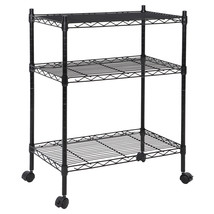 Wire Shelving Metal Wire Shelf Storage Rack 3-Tier Durable Organizer Black - £48.44 GBP