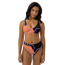 New Women&#39;s Size XS-3XL High-Waisted Bikini Set Coral and Black Removable Pads  - £35.19 GBP+