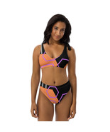 New Women&#39;s Size XS-3XL High-Waisted Bikini Set Coral and Black Removabl... - £35.97 GBP+