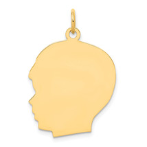 14k Plain Large .013 Gauge Facing Left Engravable Boy Head Charm XM118/13 - £250.10 GBP