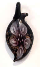 3D Flower Art Glass Pendant for Necklace Curved Teardrop Shape 2.25&quot; - £9.76 GBP