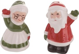 TII Mr &amp; Mrs Santa Claus Ceramic Salt and Pepper Shakers Set 3.25&quot; H - $19.79