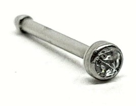 Nose Stud Titanium Clear 2mm (0.8mm) 20g Cubic Zirconia Deep Cup Set Grade g23 - £5.30 GBP