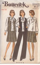 Butterick Pattern 3562 Size 12 Misses' Vest, Skirt, Pants, Blouse, Tie Uncut - $3.00