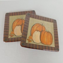 2 Fall Autumn Halloween Pumpkin Square Dinner Plates Sealed 10 Count Ea ... - $9.75