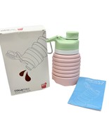 Nefeeko Collapsible Water Bottle 26oz Pink Green Silicone Travel Leakpro... - £22.68 GBP