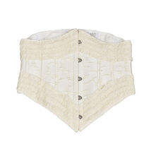 White (off-white) Corset Long Fishbone Lolita Lace Corset - $28.55