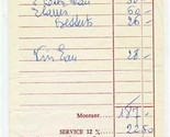 Restaurant La Tassee Original Receipt 1970&#39;s Lyon France Roger Borgeot - $17.82