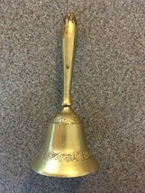 Pre-Owned Vintage 7&quot; Hand Held Service Bell Solid Brass Teacher School - £23.80 GBP