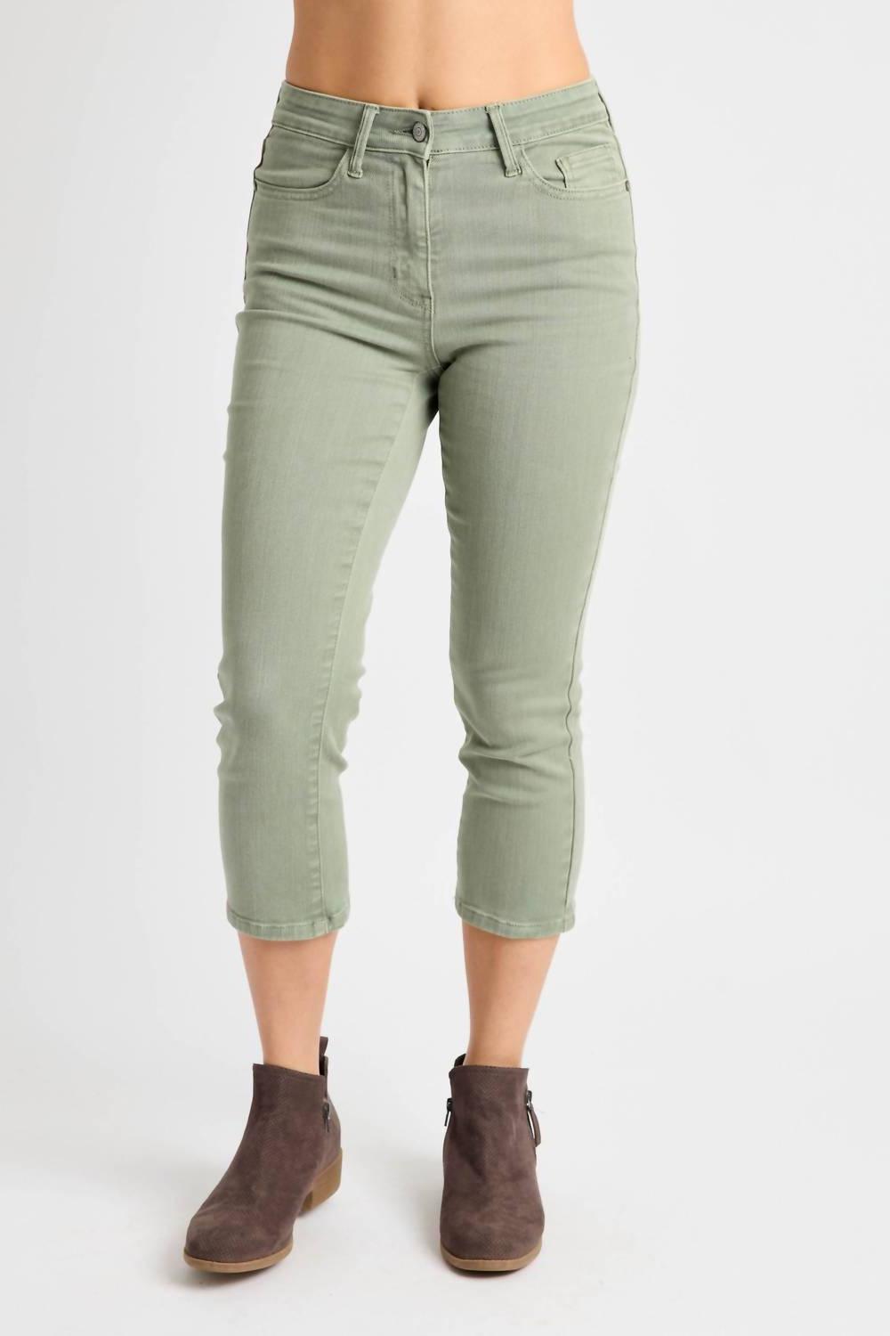 Judy Blue mid rise garment dyed non distressed capri jeans Sage - $42.00