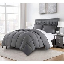 Twin Size Reversible Microfiber Down Alternative Comforter Set in Grey - $158.99