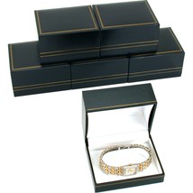 6 Black Leatherette Watch Bracelet Boxes Jewelry Gift - £27.10 GBP