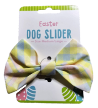 Easter Yellow Spring Plaid Pet Dog Collar Slider-Medium/Large - £7.03 GBP