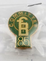 RARE Vintage F B C F Committee 85 Green White Gold Tone Pin - £12.01 GBP