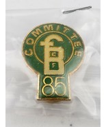 RARE Vintage F B C F Committee 85 Green White Gold Tone Pin - £11.20 GBP