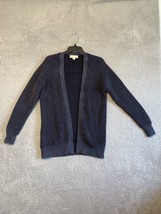 Michael Kors Cardigan Cotton Knit Sweater Size Large Navy Blue - £12.63 GBP