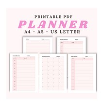 Daily, Weekly, Monthly, Yearly Planner | Undated | A4 - A5 - US Letter |... - $2.40