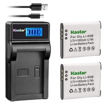 Kastar Battery (X2) &amp; LCD Slim USB Charger for Olympus LI-50B Li50B and SZ-10 SZ - £20.53 GBP