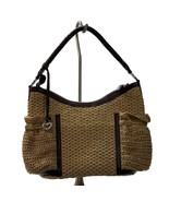 BRIGHTON Women&#39;s Woven Jute/Leather Hobo Bag Braided Leather Handle Zip ... - $855.11 MXN