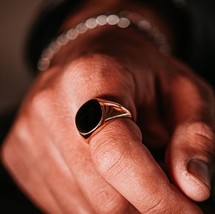 Anello in onice nero naturale Anello in argento sterling 925, anello di... - £60.02 GBP