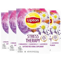 Lipton Stress Therapy Herbal Tea Bags, Cinnamon, Chamomile, Lavender Caffeine - £24.79 GBP