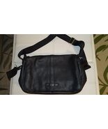 Bosca Black Pebbled Leather Briefcase Messenger Bag 11 Pockets Adjustabl... - $219.00