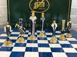 Italfama Chess Set Imperia White-Blue Glossy Finish New - $875.00