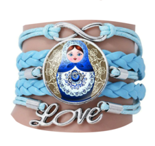 Beautiful Blue Matryoshka Matreshka Cabochon Bracelet NEW NWT - $18.52