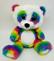 15&quot; Peekaboo Toys Bear Rainbow Big Blue Glitter Eyes Large Stuffed Plush B18 - £15.62 GBP