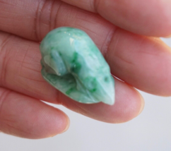 Vintage Stock Hand Carved Chinese Zodiac Mouse Natural Jadeite Jade Amulet - £94.26 GBP