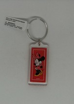 Classic Disney Minnie Mouse Red Dress Polka Dots Lucite Keychain Keyring Ring A+ - £14.47 GBP