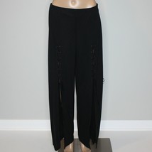 Annex Women&#39;s Unique Wide Leg Black Pants with Slits and Ties size 8 - £13.88 GBP