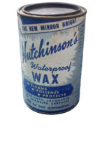 Vintage Hutchinson&#39;s Waterproof Wax, Paper Tin Can, Hutchinson Chemical ... - £14.09 GBP