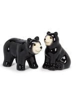 Black Bear Salt and Pepper Shakers Set Ceramic 2.5&quot; High Glossy Wilderne... - $30.91 CAD