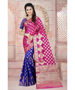 Sarees Silk Banarasi Saree ( saree length of 5.2m and a blouse length of... - £36.12 GBP