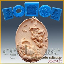 2D Silicone Soap/sugar/fondant/chocolate Mold-Baby Witch on a Broom-Free... - $44.55
