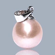 Dazzling Round 10.7mm Edison Natural Peach Pink Cultured Vintage Pearl Pendant - £52.06 GBP