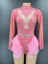Rhinestones Lace Bodysuit Women Long Sleeve Club Outfit Dance Costume Se... - $67.23