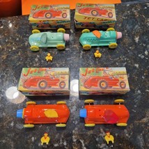 LOT 4 VINTAGE PLASTIC JET BALLOON POWERED RACE CARS WITH ORIGINAL BOX HO... - $79.95