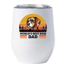 World&#39;s Best Beagle Dog Dad Wine Tumbler 12oz White Cup Gift For Dog Pet Lover - £18.27 GBP