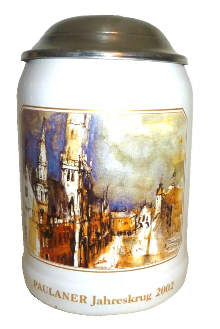Paulaner Brau Munich Oktoberfest Jahreskrug lidded German Beer Stein - $14.95